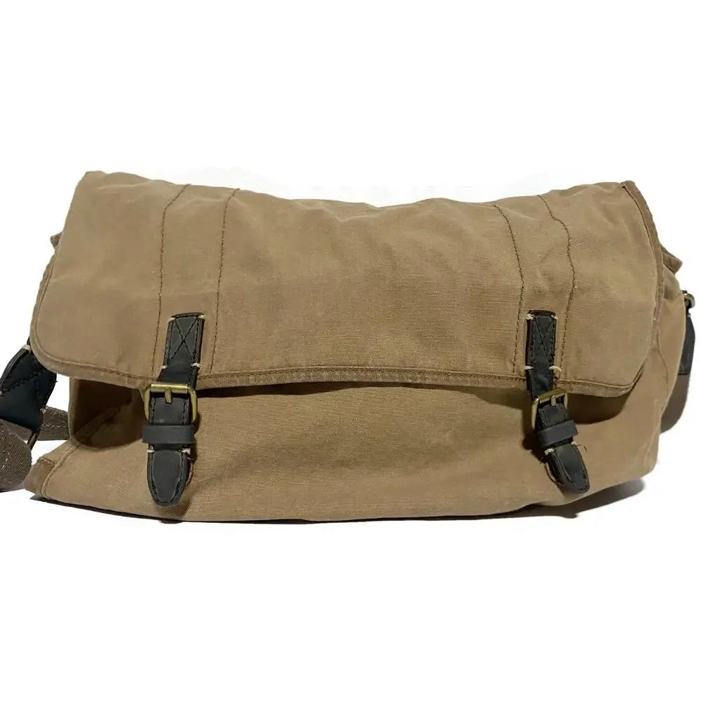 J Crew Broken In Canvas Messenger Bag Distressed Brown With Leather Trim